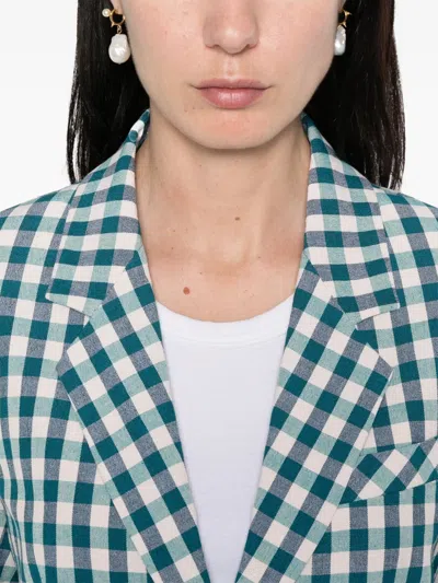 Forte Forte Cotton Gingham Oversized Jacket In 蓝色