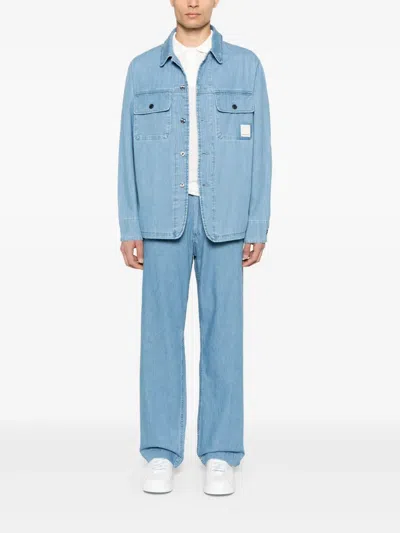 Emporio Armani Logo Cotton Polo Shirt In 白色