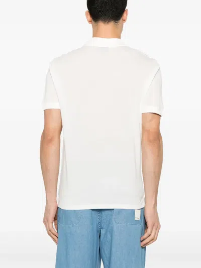 Emporio Armani Logo Cotton Polo Shirt In 白色