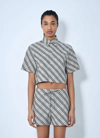 Burberry Women's Checked Cotton Shirt In Beige