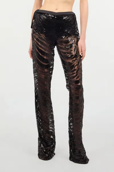 Roberto Cavalli Zebra Patterned And Sequin Flared Pants In Black