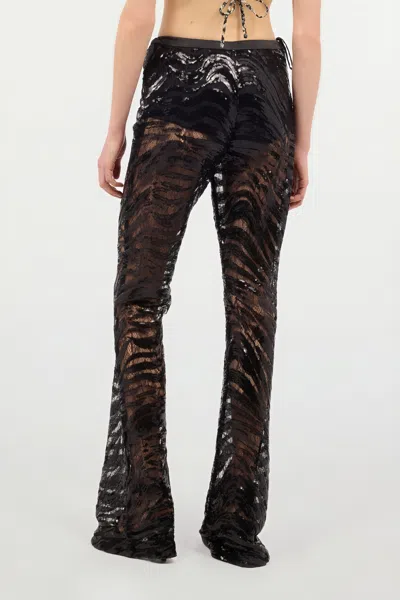 Roberto Cavalli Zebra Patterned And Sequin Flared Pants In Black