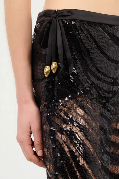 Roberto Cavalli Zebra Patterned And Sequin Flared Pants In Black