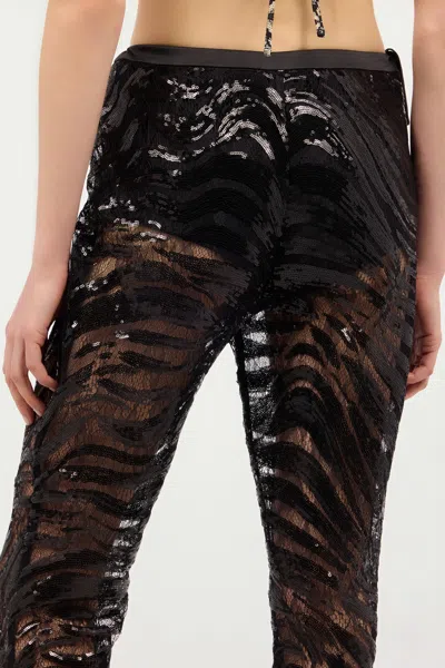 Roberto Cavalli Zebra Patterned And Sequin Flared Pants In Black