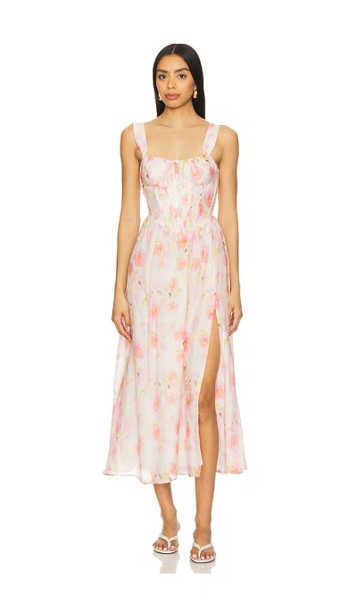 Bardot Esra Watercolour Flowers Bustier Dress In Pink