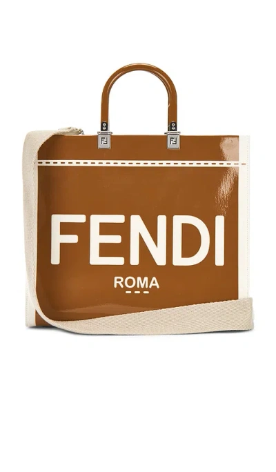 Fwrd Renew Fendi Sunshine Shopper Tote Bag In Brown