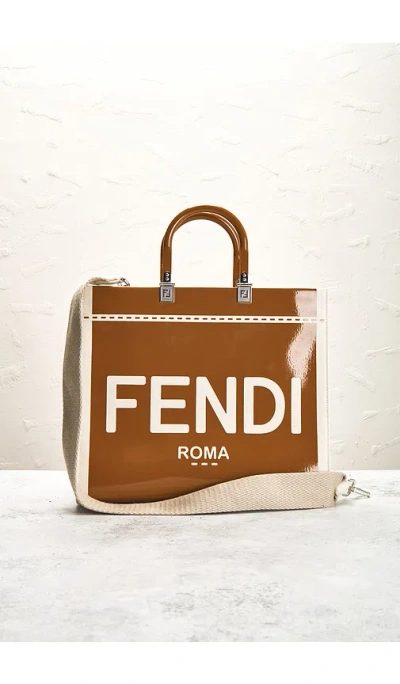 Fwrd Renew Fendi Sunshine Shopper Tote Bag In Brown