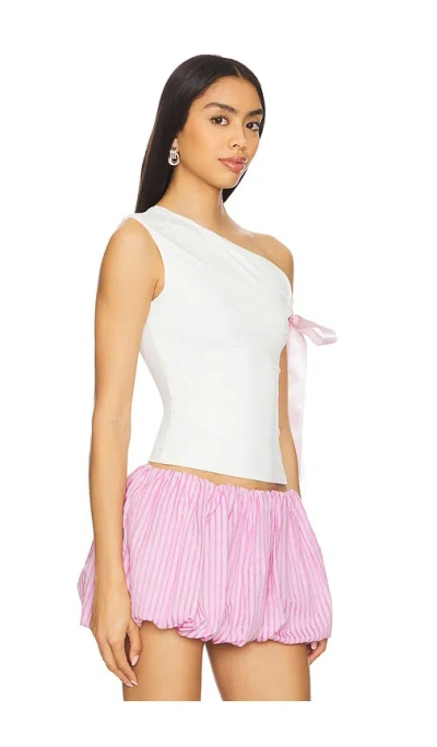 More To Come Raquel Tie Sleeve Top In White