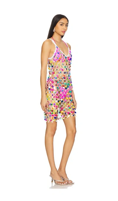 Milly Cabana Sequin Crochet Mini Sleeveless Dress In Multicolor