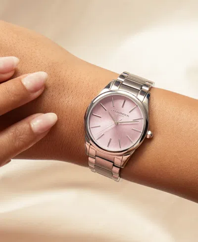 Olivia Burton Women's Glowful Silver Tone Stainless Steel Bracelet Watch, 34mm In Purple