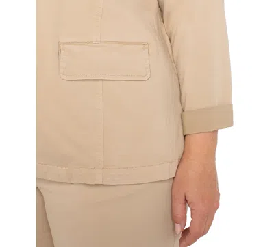 Liverpool Plus Size Open-front Twill Blazer In Cappuccino