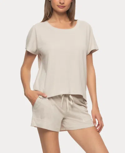 Felina Women's Lauren Linen Jersey Pullover Top And Shorts Sleepwear In Pumice Stone