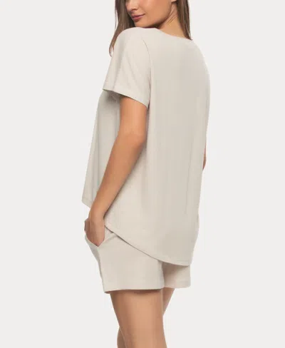 Felina Women's Lauren Linen Jersey Pullover Top And Shorts Sleepwear In Pumice Stone
