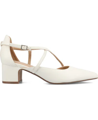 Journee Collection Galvinn Womens Pointed Flat Heel Pumps In White