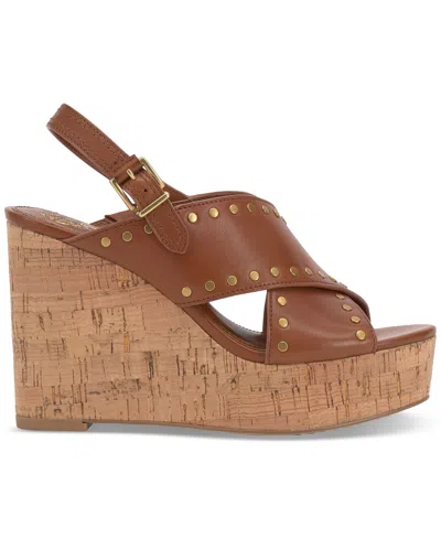 Vince Camuto Women's Ellna Wedge Sandals In Caramello Brown