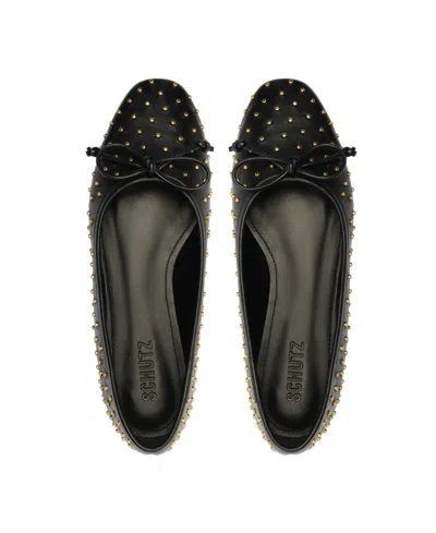 Schutz Arissa Flat In Black Stud