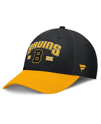 Fanatics Men's Black/gold Boston Bruins Heritage Captain Flex Hat In Black,gold