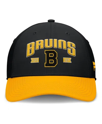 Fanatics Men's Black/gold Boston Bruins Heritage Captain Flex Hat In Black,gold