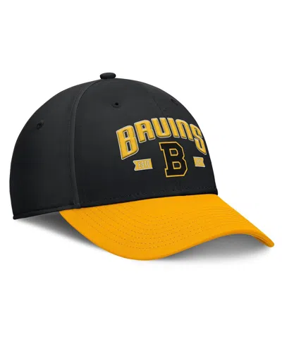 Fanatics Men's Black/gold Boston Bruins Heritage Captain Flex Hat In Black,gold