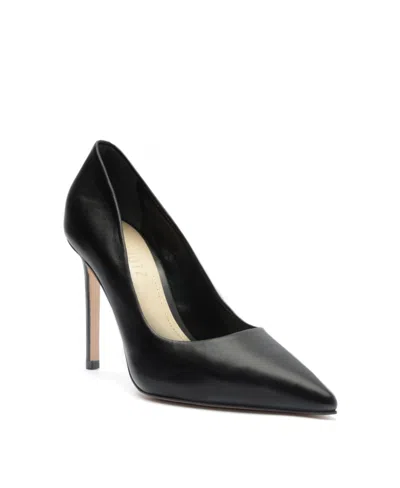Schutz Lou Glam Pin Heel Pump In Black Leather