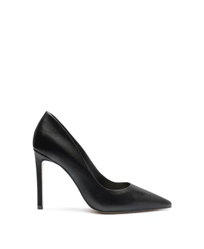 Schutz Lou Glam Pin Heel Pump In Black Leather
