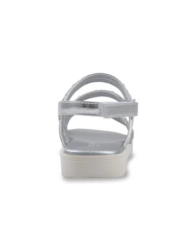 Kenneth Cole Reaction Little And Big Girls Lotus Rina Gladiator Sandals In Silver