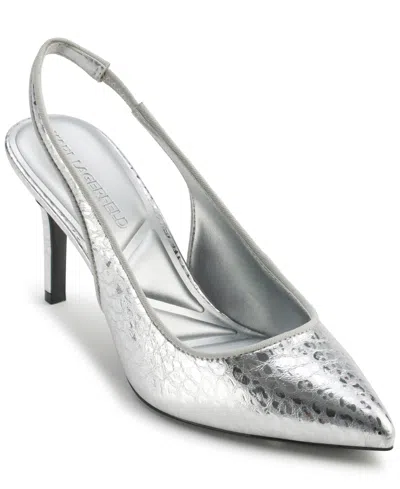 Karl Lagerfeld Women's Rosalyn Slingback Pumps In Silver