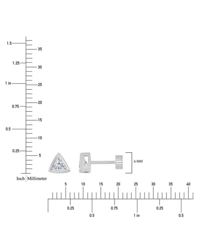 Macy's Cubic Zirconia Triangle Bezel Screw Back Stud Earrings In Sterling Silver In Silver