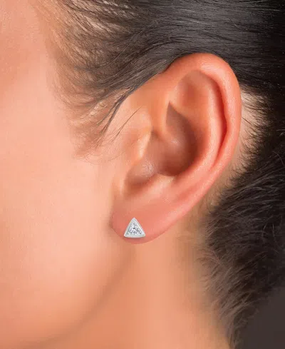 Macy's Cubic Zirconia Triangle Bezel Screw Back Stud Earrings In Sterling Silver In Silver