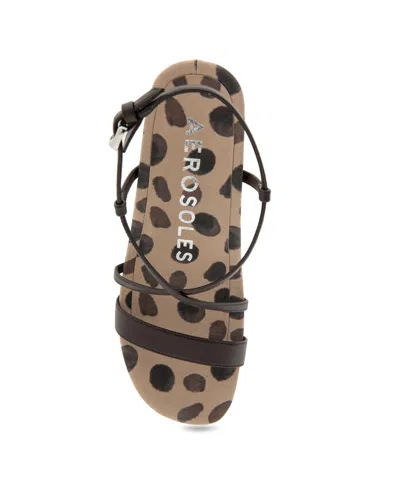 Aerosoles Women's Miles Round Toe Wedge Sandals In Java Spotted Print Faux Leather