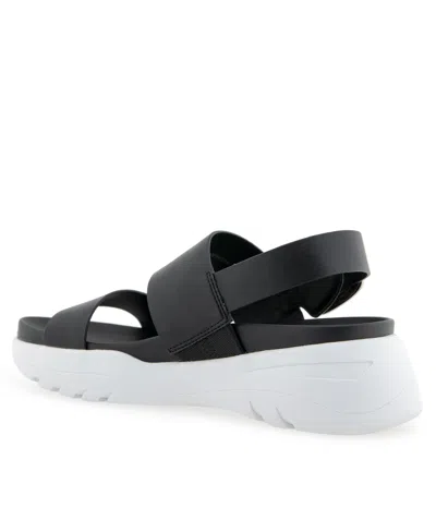 Aerosoles Women's Hari Slip-on Flatform Sandals In Black Faux Leather-polyurethane