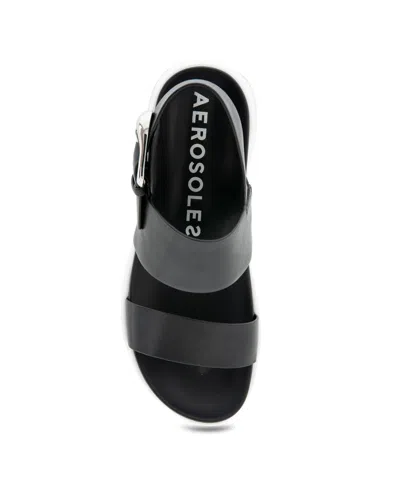 Aerosoles Women's Hari Slip-on Flatform Sandals In Black Faux Leather-polyurethane