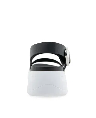 Aerosoles Women's Hari Slip-on Flatform Sandals In Black Faux Leather-polyurethane