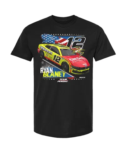 Team Penske Men's Black Ryan Blaney Menards Patriotic Car T-shirt In Multi