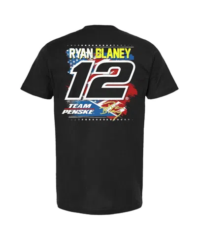 Team Penske Men's Black Ryan Blaney Menards Patriotic Car T-shirt In Multi