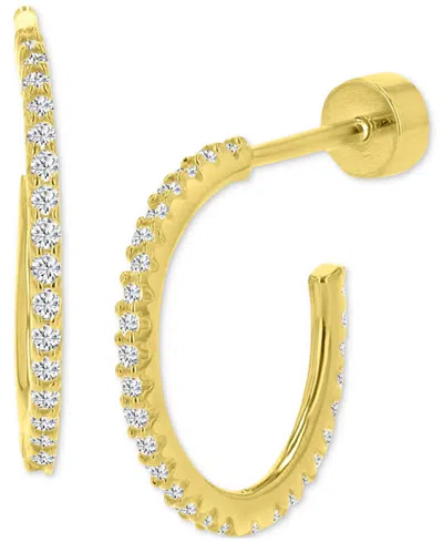 Macy's Cubic Zirconia Small Hoop Earrings (1/2 Ct. T.w.) In 14k Gold-plated Sterling Silver, 0.62" In Gold