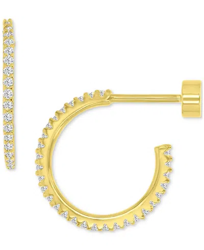 Macy's Cubic Zirconia Small Hoop Earrings (1/2 Ct. T.w.) In 14k Gold-plated Sterling Silver, 0.62" In Gold