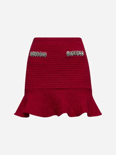 Self-portrait Textured Knit Mini Skirt In Red