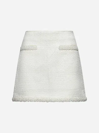 Self-portrait Bouclé Pearl Trim Mini Skirt