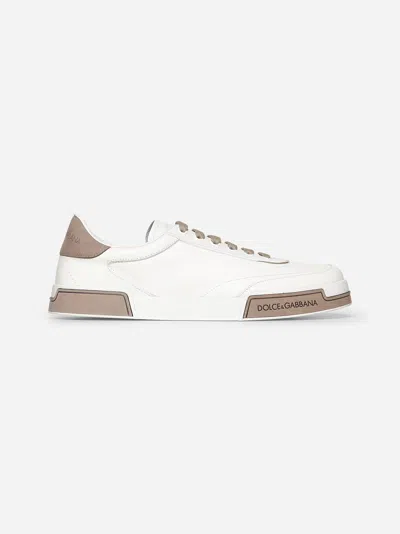 Dolce & Gabbana Portofino Yatch Sneakers In Calfskin Color White And Dove Grey In White