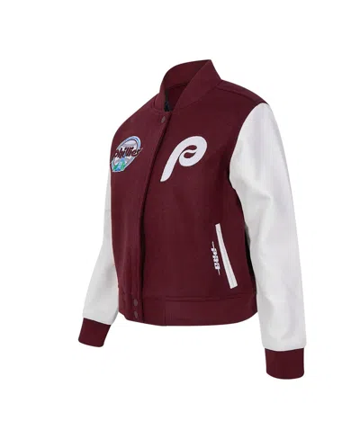 Pro Standard Women's Burgundy Philadelphia Phillies Game Day Classics Wool Varsity Jacket In Multi