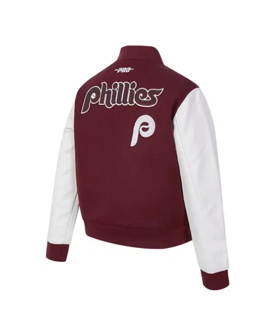 Pro Standard Women's Burgundy Philadelphia Phillies Game Day Classics Wool Varsity Jacket In Multi