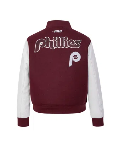 Pro Standard Women's Burgundy Philadelphia Phillies Game Day Classics Wool Varsity Jacket In Multi