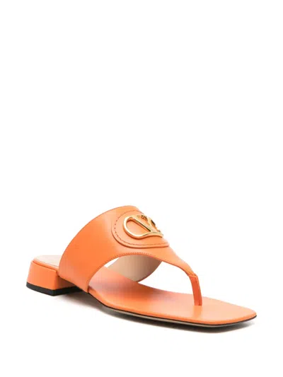 Valentino Garavani Valentino Vlogo Signature Leather Sandal In Orange