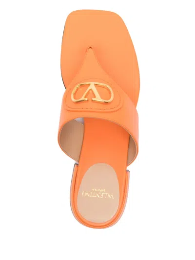 Valentino Garavani Valentino Vlogo Signature Leather Sandal In Orange
