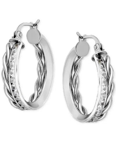 Giani Bernini Cubic Zirconia Channel-set Hoop Earrings (3-1/4 Ct. T.w.) In 18k Gold Over Sterling Silver In Silver
