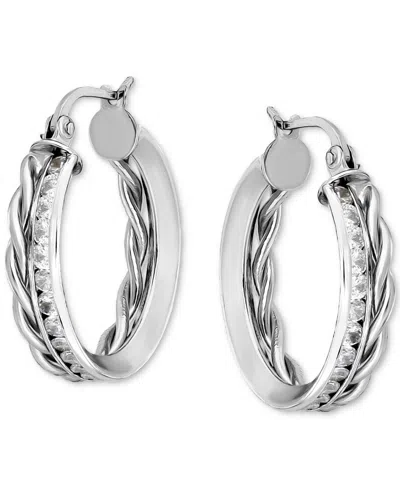 Giani Bernini Cubic Zirconia Channel-set Hoop Earrings (3-1/4 Ct. T.w.) In 18k Gold Over Sterling Silver In Silver