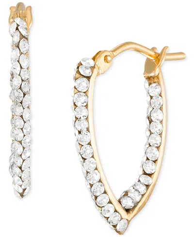 Macy's Crystal Cluster In & Out Small V Hoop Earrings In 10k Gold In Gold