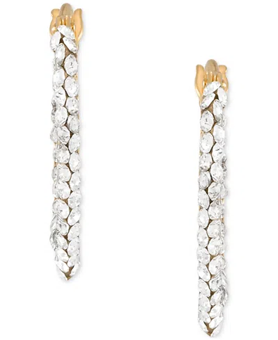 Macy's Crystal Cluster In & Out Small V Hoop Earrings In 10k Gold In Gold