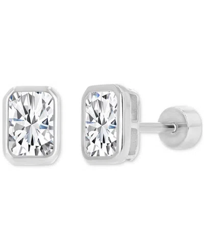 Macy's Cubic Zirconia Rectangle Stud Earrings (2-1/4 Ct. T.w.) In 14k Gold-plated Sterling Silver In Silver